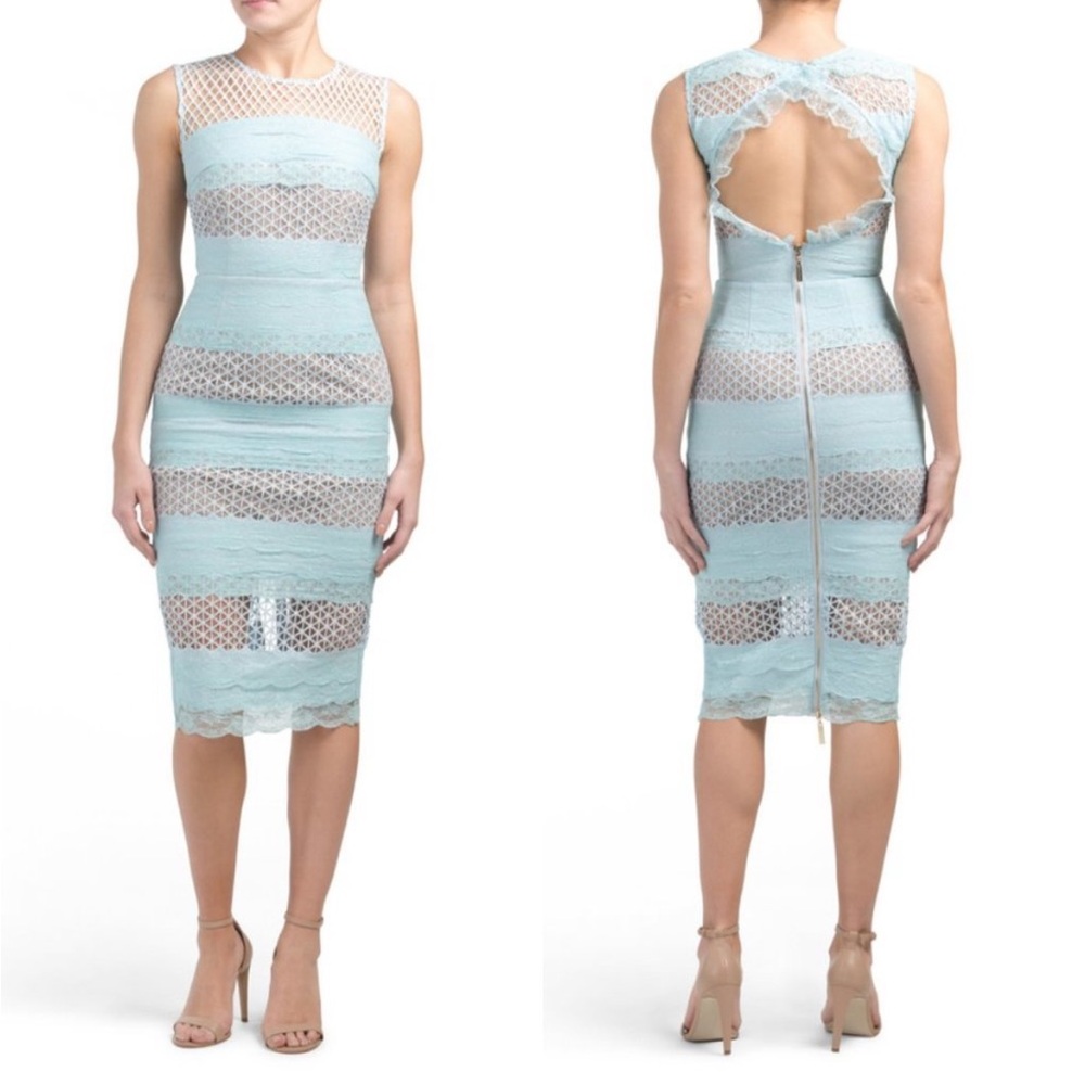 Bronx and Banco Sienna Lace Midi Dress Sky Light Blue size 4 but fits like 2